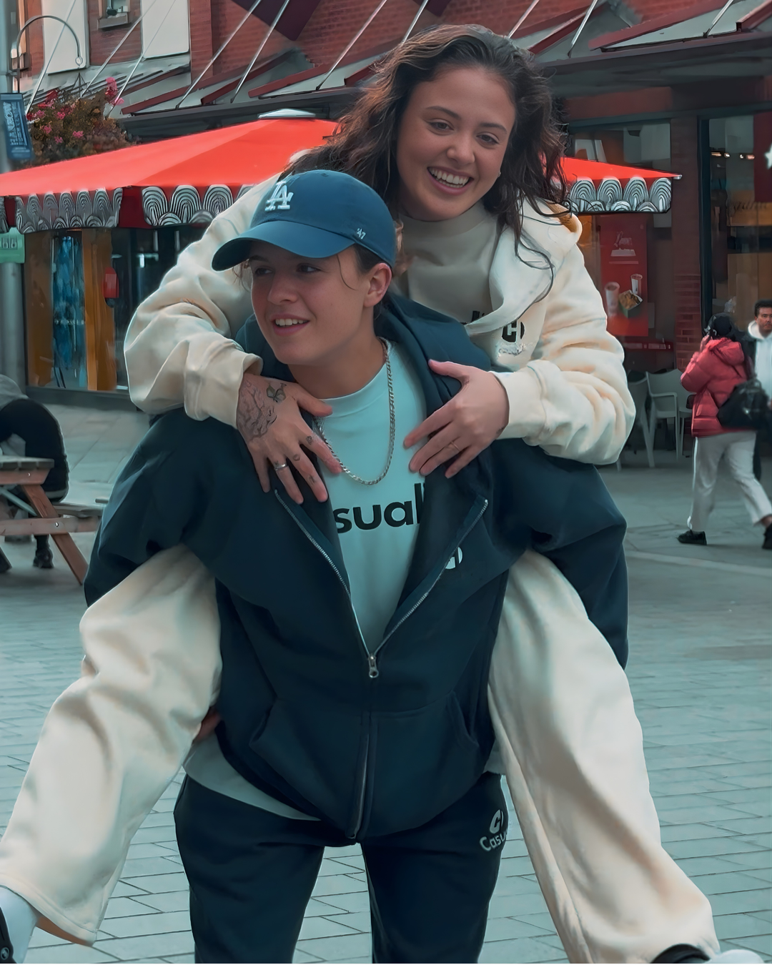 Drop Shoulder Zip Hoodie - Navy