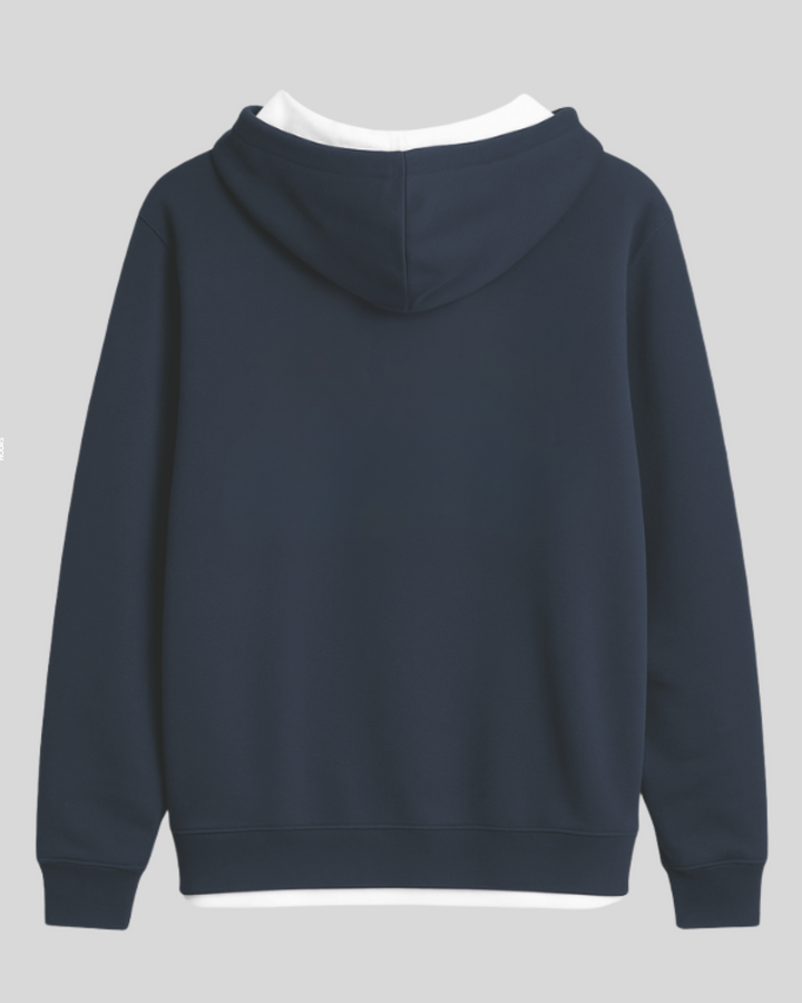 Premium Navy White Drop Shoulder Hoodie