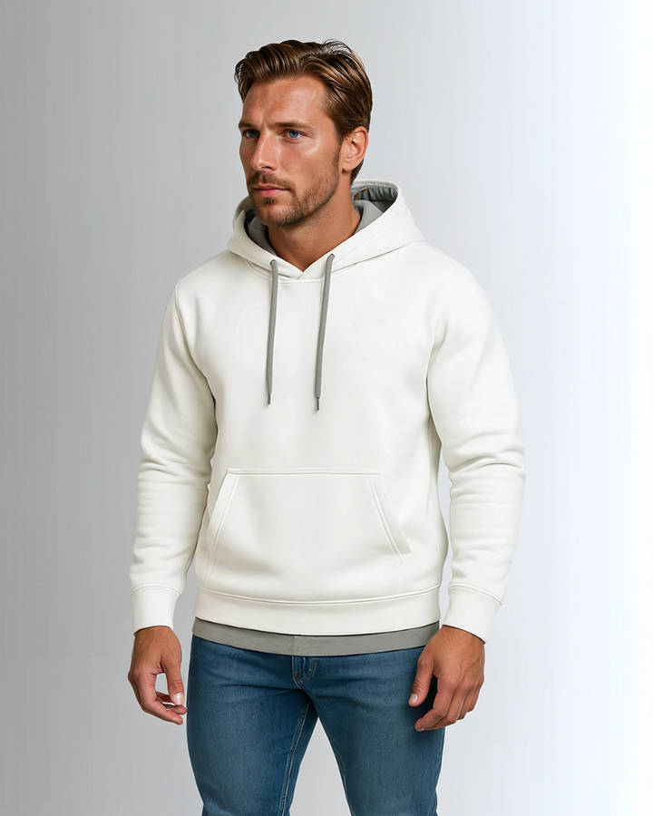 Premium White Silver Drop Shoulder Hoodie