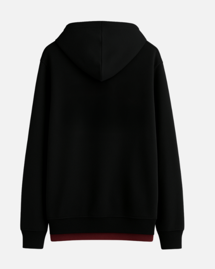 Premium Black Red Drop Shoulder Hoodie