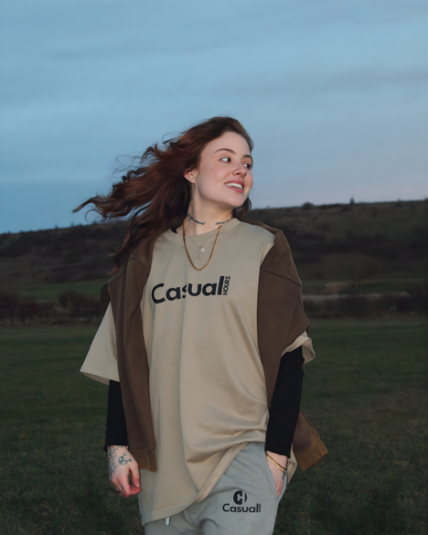 Drop Shoulder T - Shirt - Pale Olive