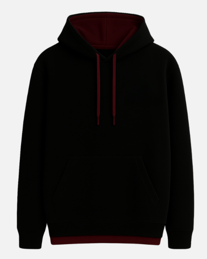 Premium Black Red Drop Shoulder Hoodie