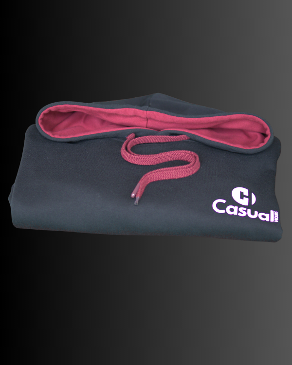 Premium Black Red Drop Shoulder Hoodie