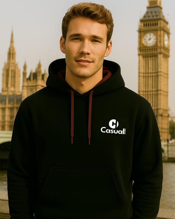 Premium Black Red Drop Shoulder Hoodie