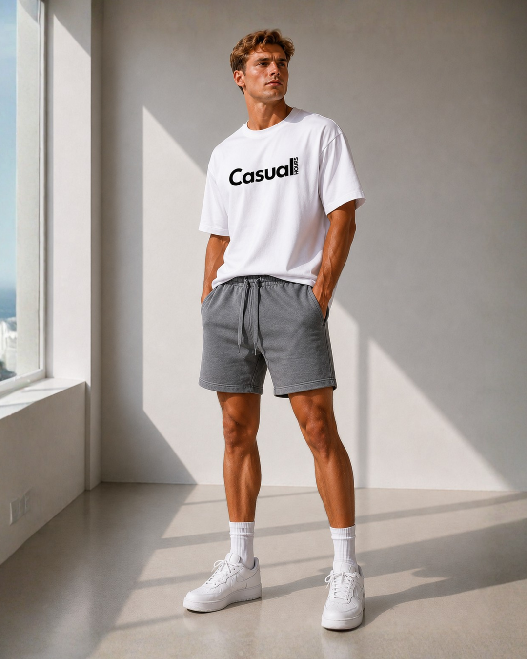 Charcoal Grey Cotton Shorts