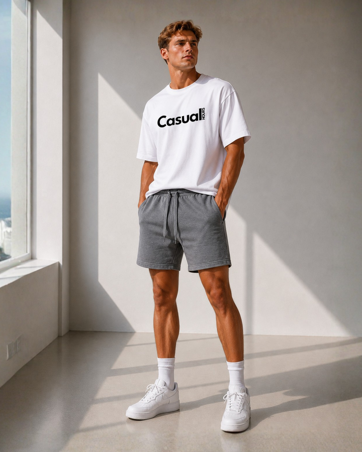 Charcoal Grey Cotton Shorts