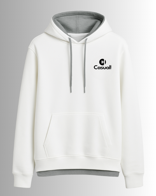 Premium White Silver Drop Shoulder Hoodie