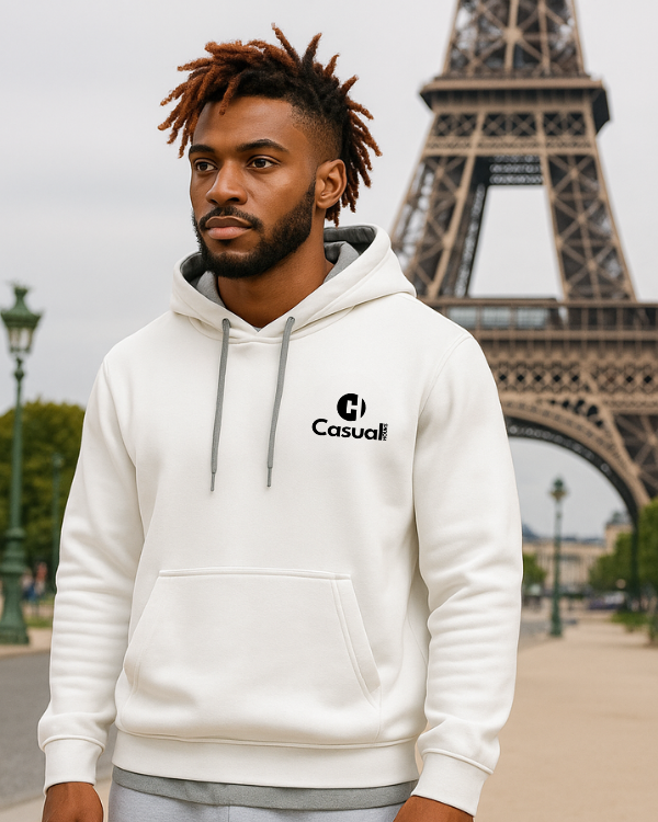 Premium White Silver Drop Shoulder Hoodie