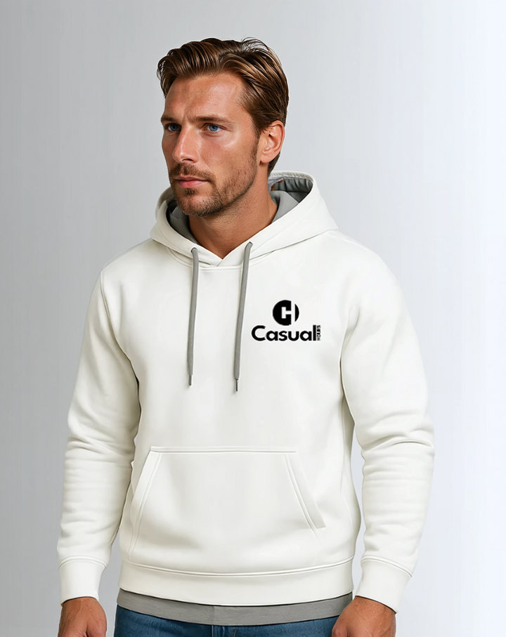 Premium White Silver Drop Shoulder Hoodie