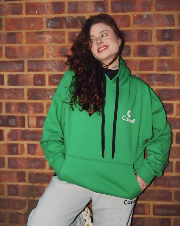 Premium Green Black Drop Shoulder Hoodie