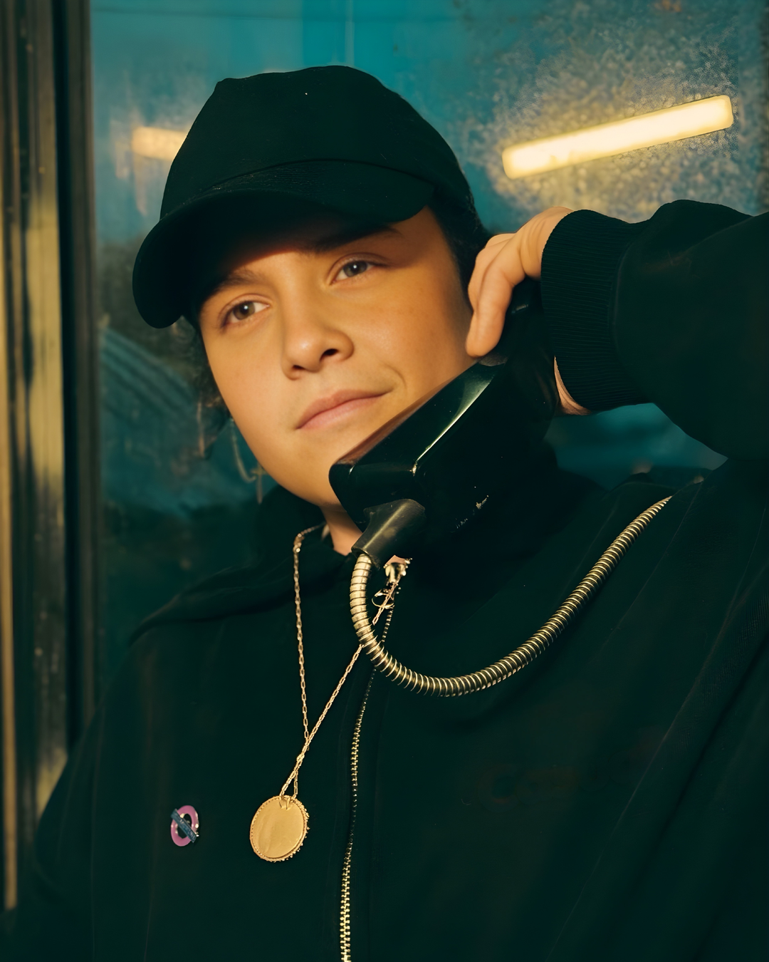 Drop Shoulder Zip Hoodie - Black