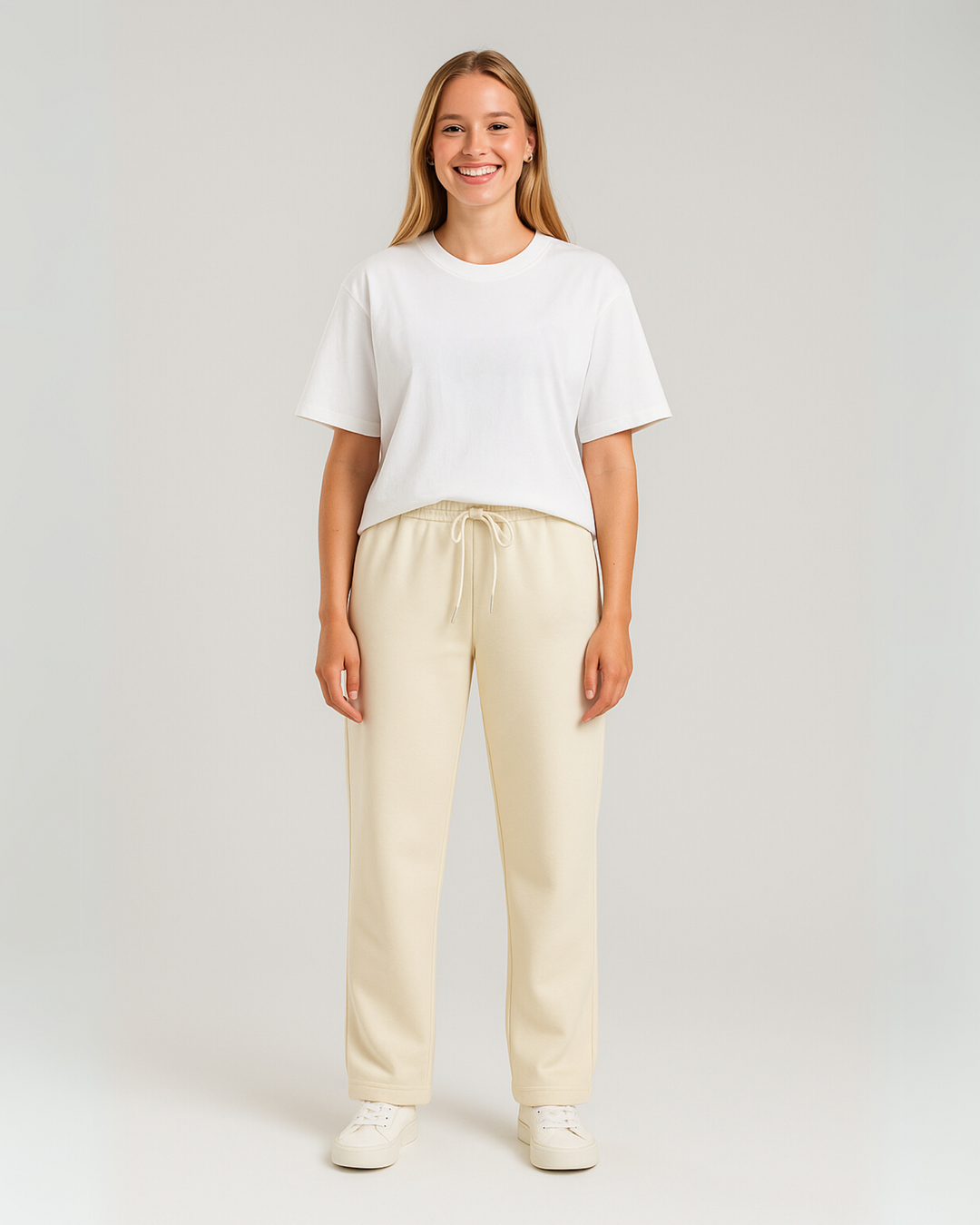 Premium Baggy Sweatpants - Rice White
