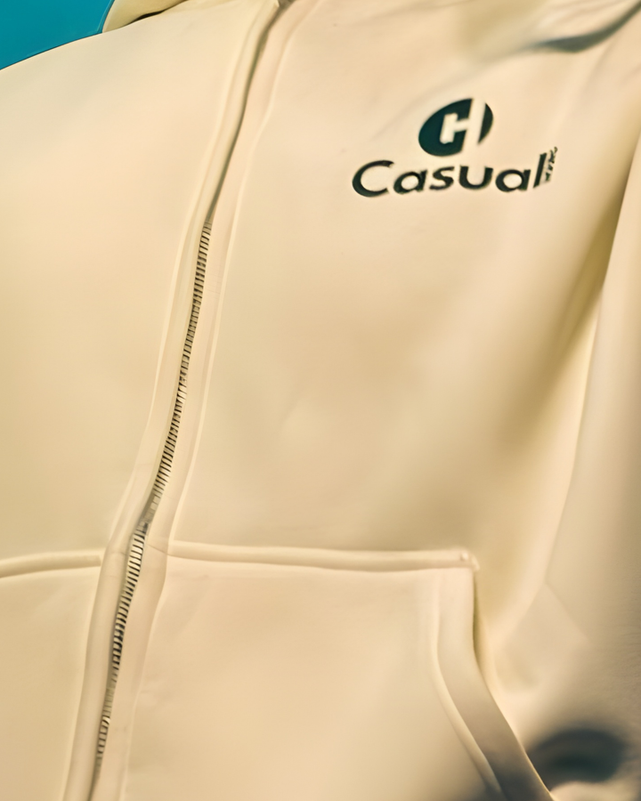 Drop Shoulder Zip Hoodie - Khaki