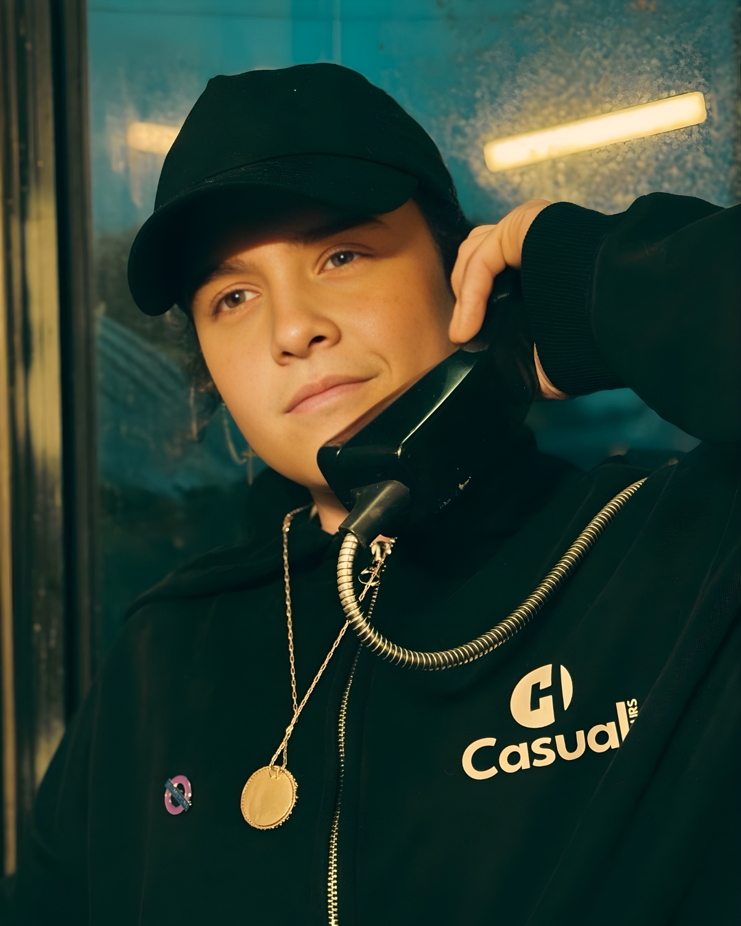 Drop Shoulder Zip Hoodie - Black