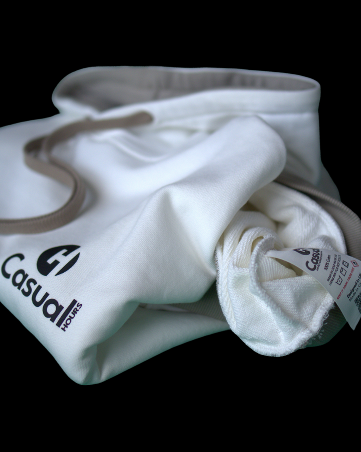 Premium White Cream Drop Shoulder Hoodie