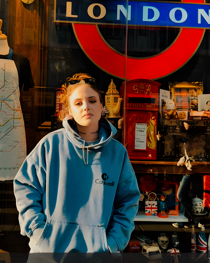 Vintage Blue - Drop Shoulder Hoodie