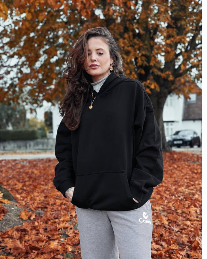 Drop Shoulder Hoodie - Black