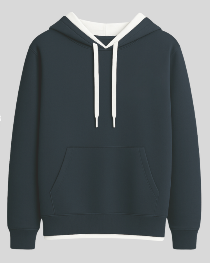 Premium Navy White Drop Shoulder Hoodie
