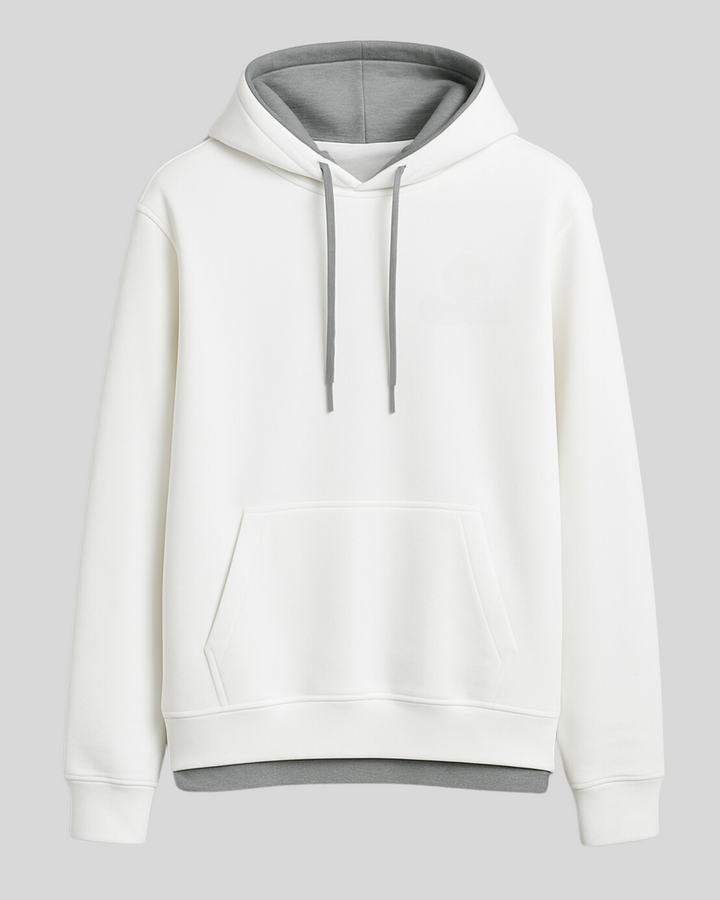 Premium White Silver Drop Shoulder Hoodie