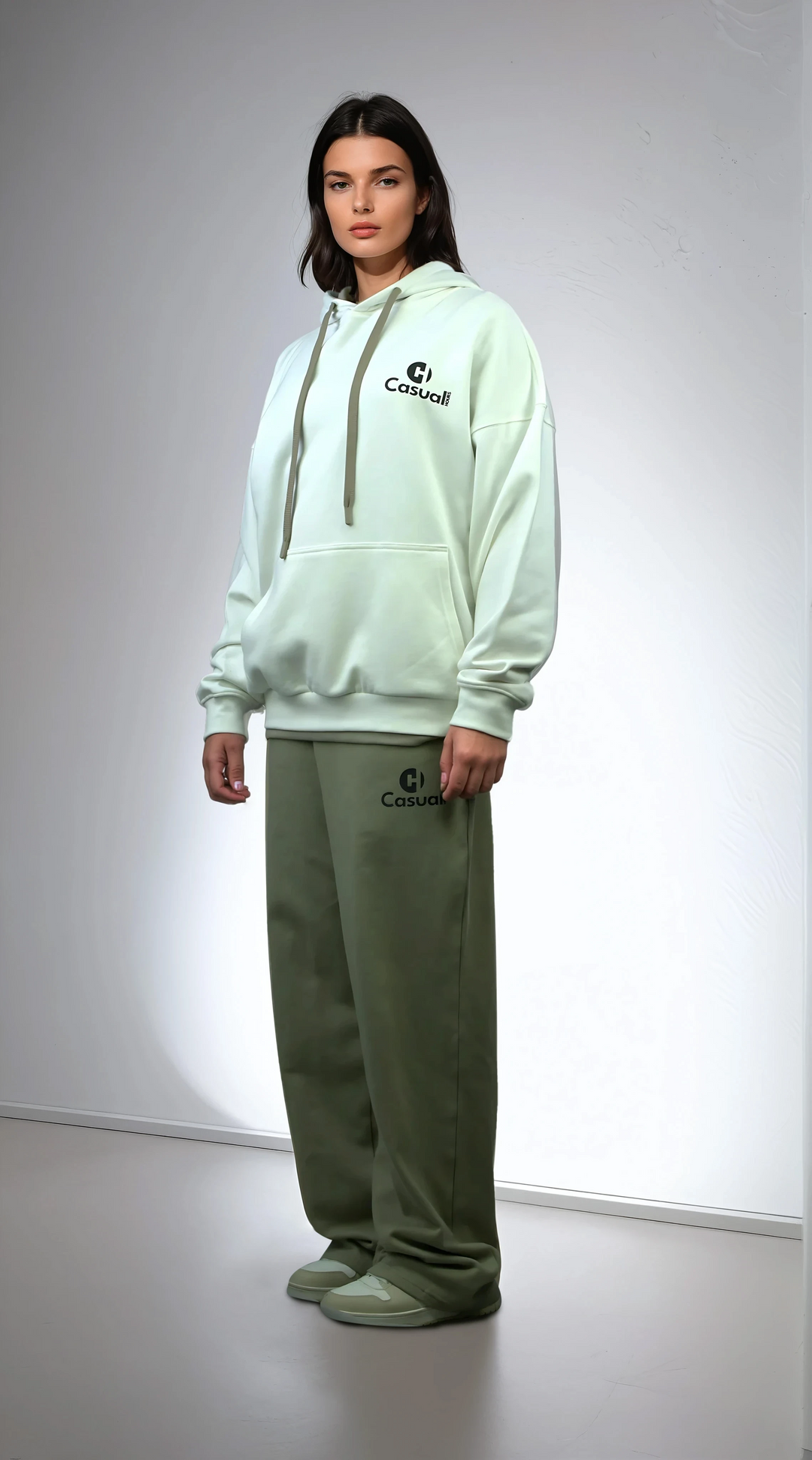 Premium White Cream Drop Shoulder Hoodie