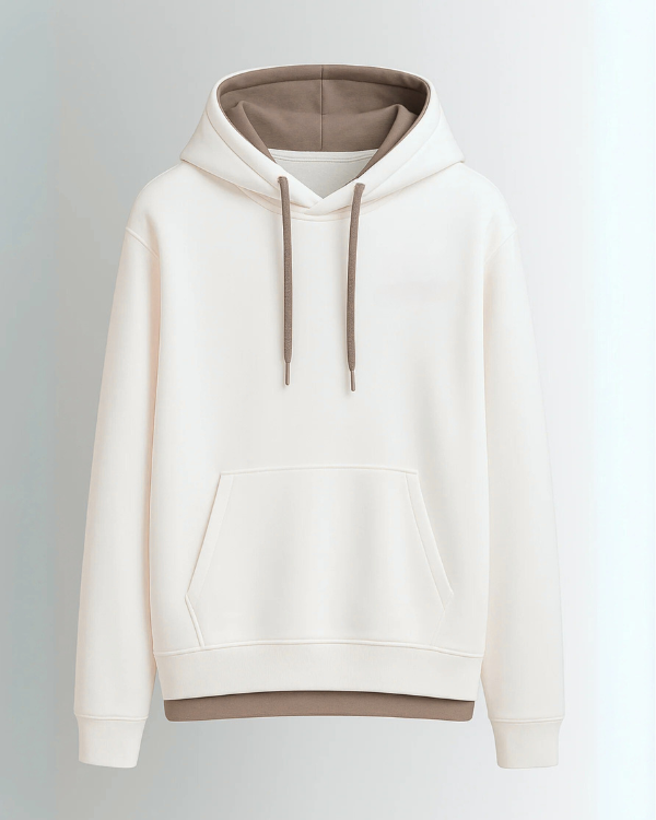 Premium White Cream Drop Shoulder Hoodie