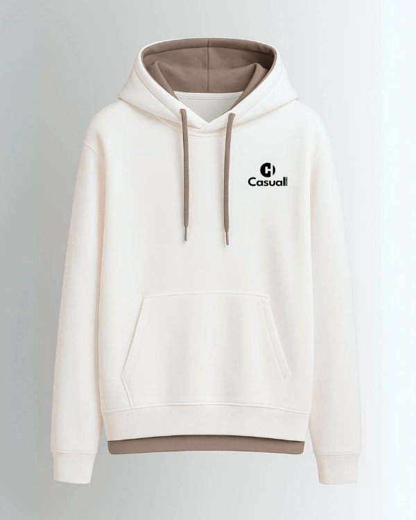 Premium White Cream Drop Shoulder Hoodie