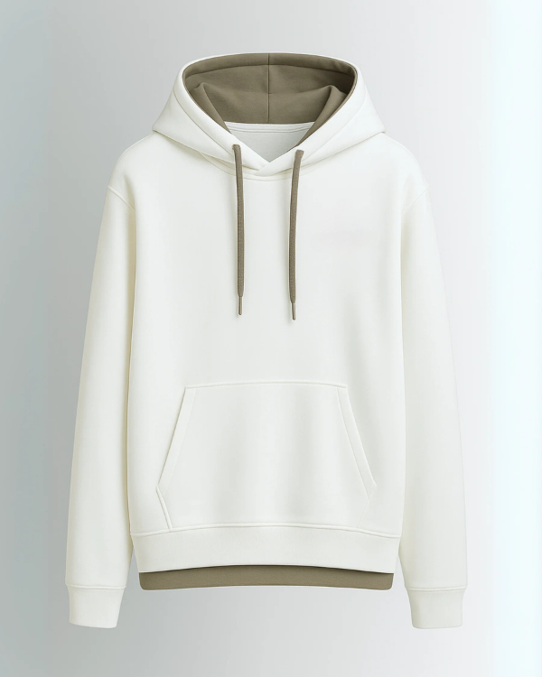 Premium White Cream Drop Shoulder Hoodie