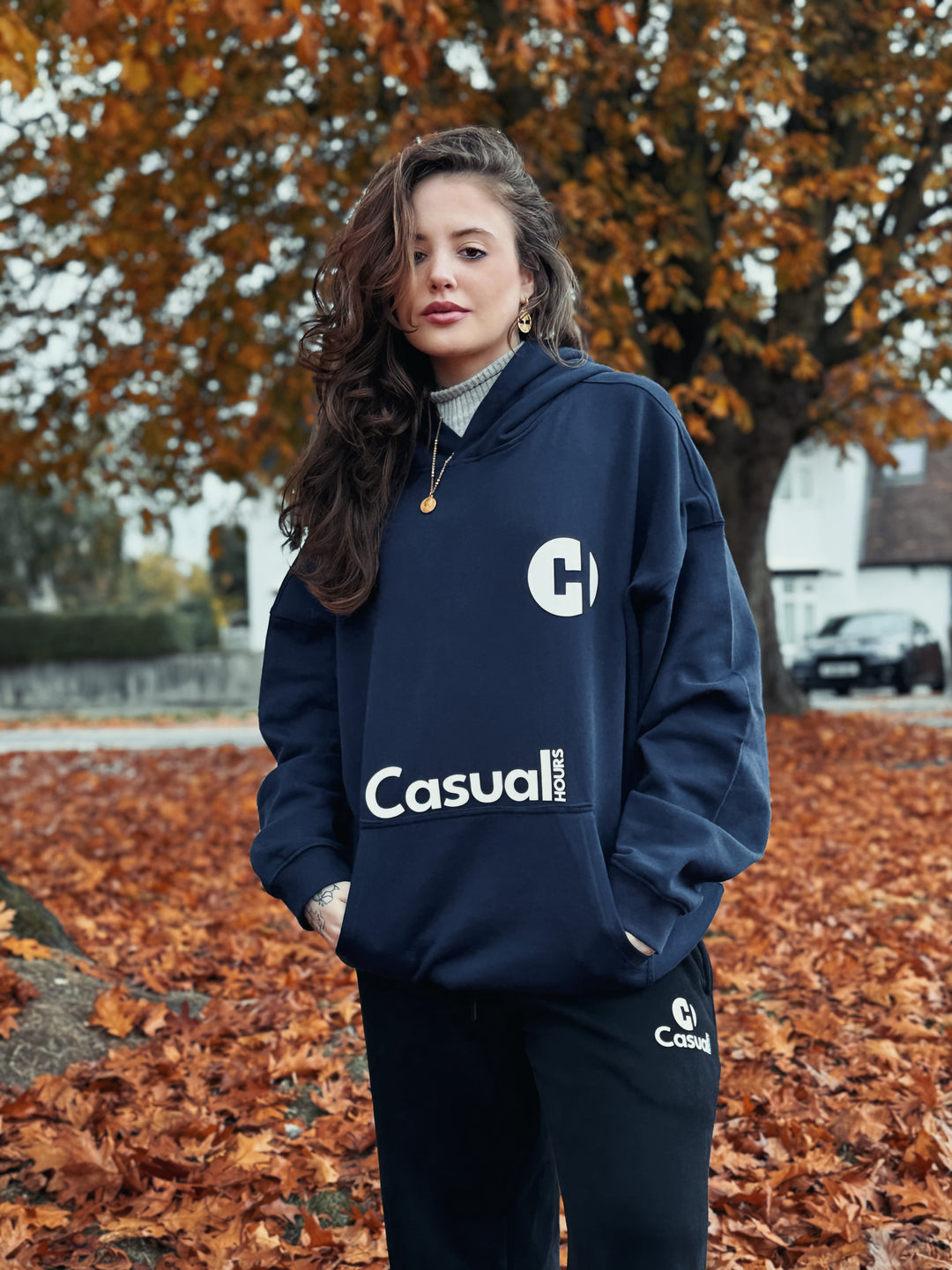 Drop Shoulder Hoodie - Navy