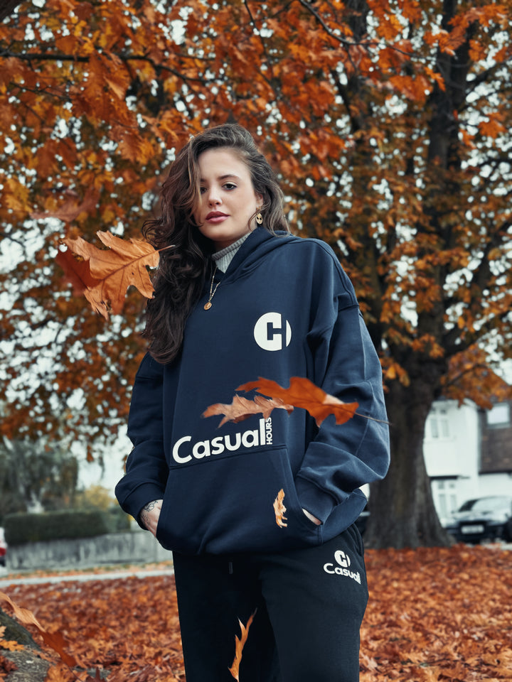 Drop Shoulder Hoodie - Navy