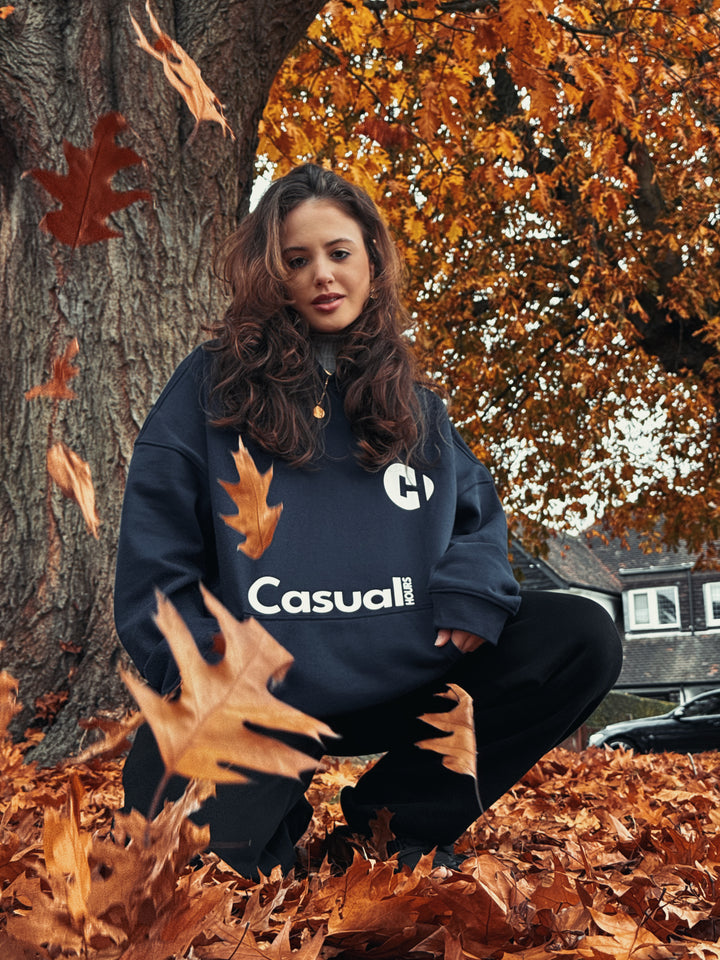 Drop Shoulder Hoodie - Navy