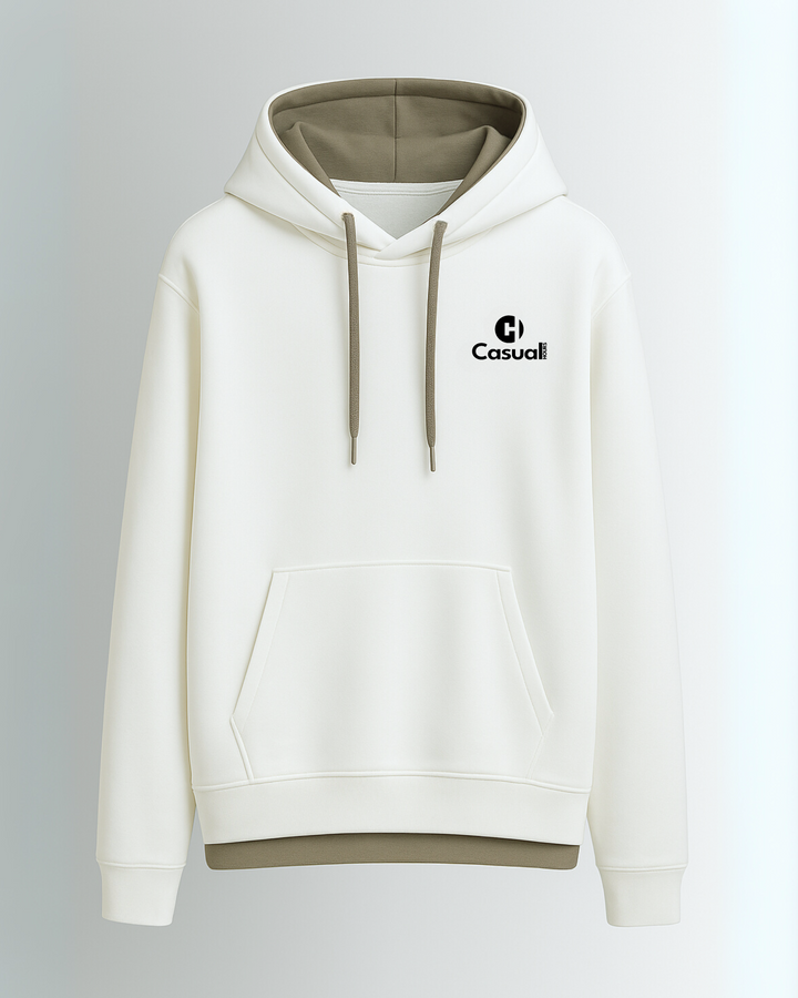 Premium White Cream Drop Shoulder Hoodie