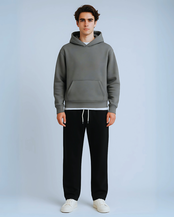 Drop Shoulder Hoodie - Charcoal Breeze