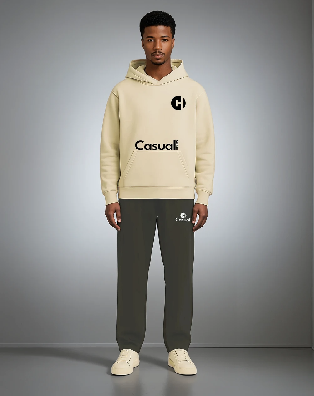 Drop Shoulder Hoodie - Khaki