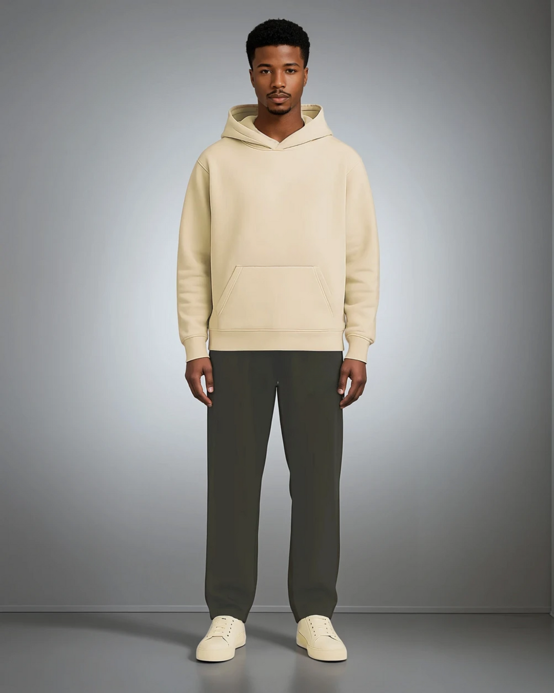 Drop Shoulder Hoodie - Khaki