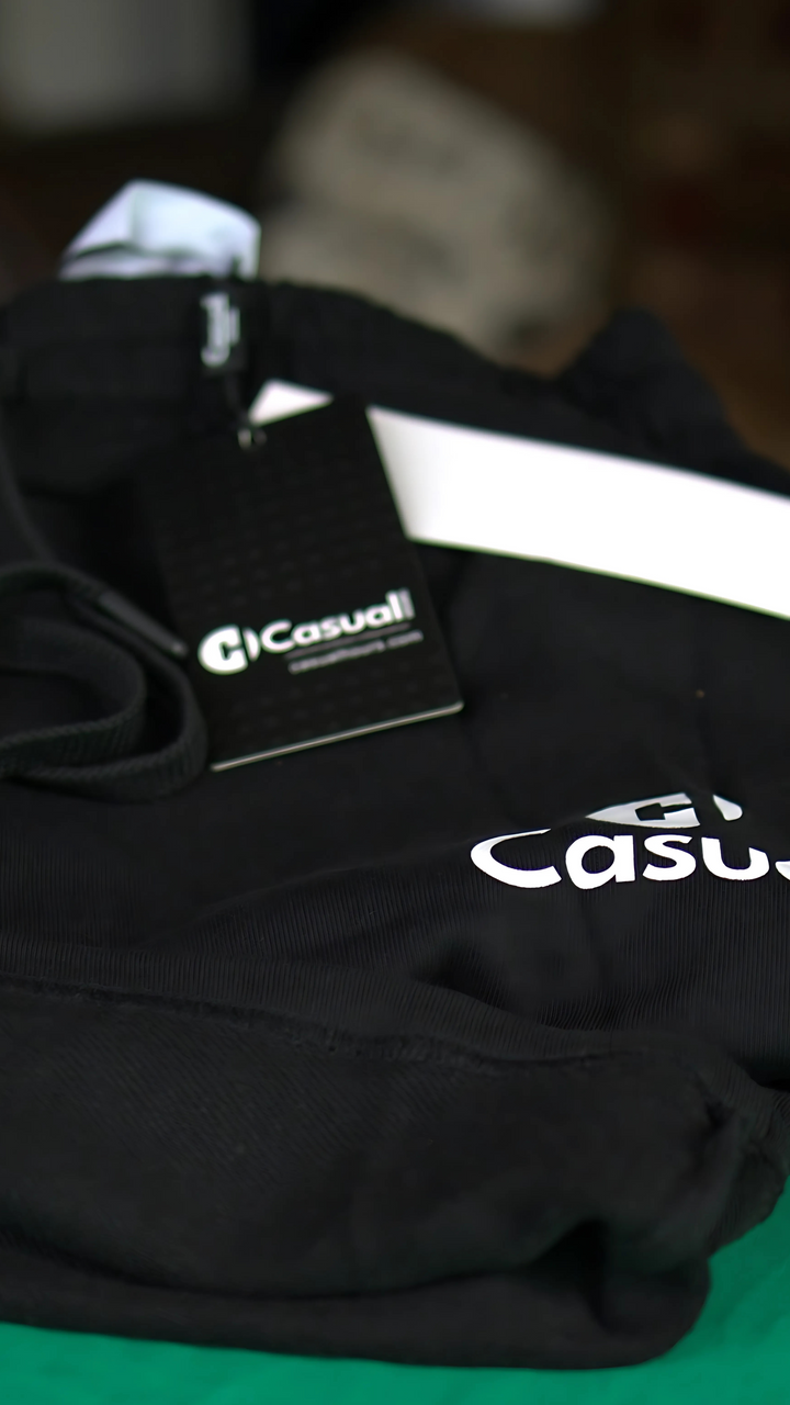 Drop Shoulder Zip Hoodie - Black