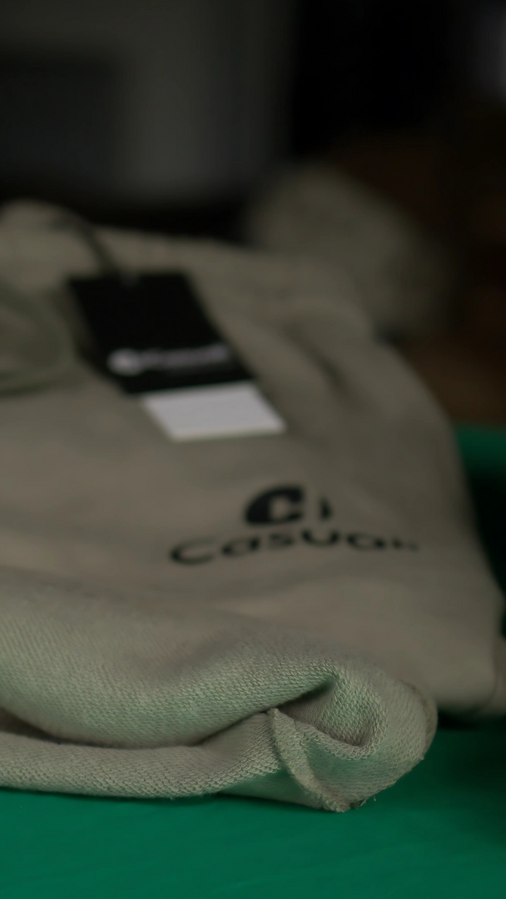 Drop Shoulder Zip Hoodie - Olive Dune