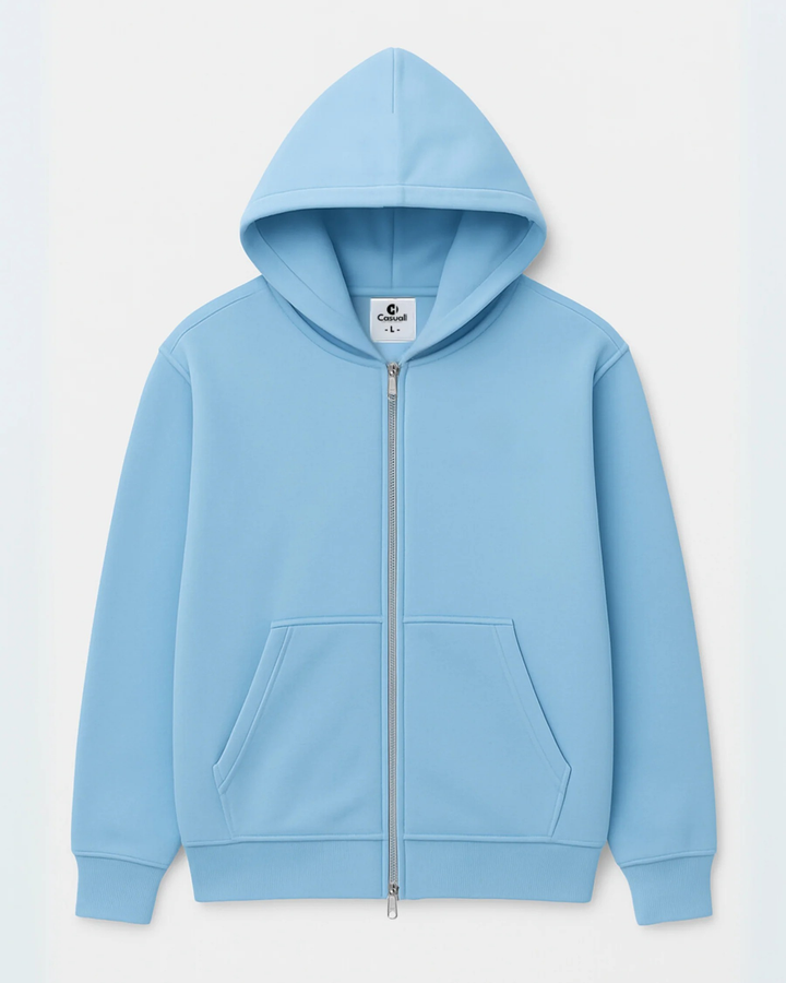Drop Shoulder Zip Hoodie - Coastal Blue