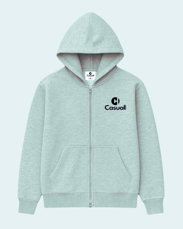 Drop Shoulder Zip Hoodie - Silver Fog