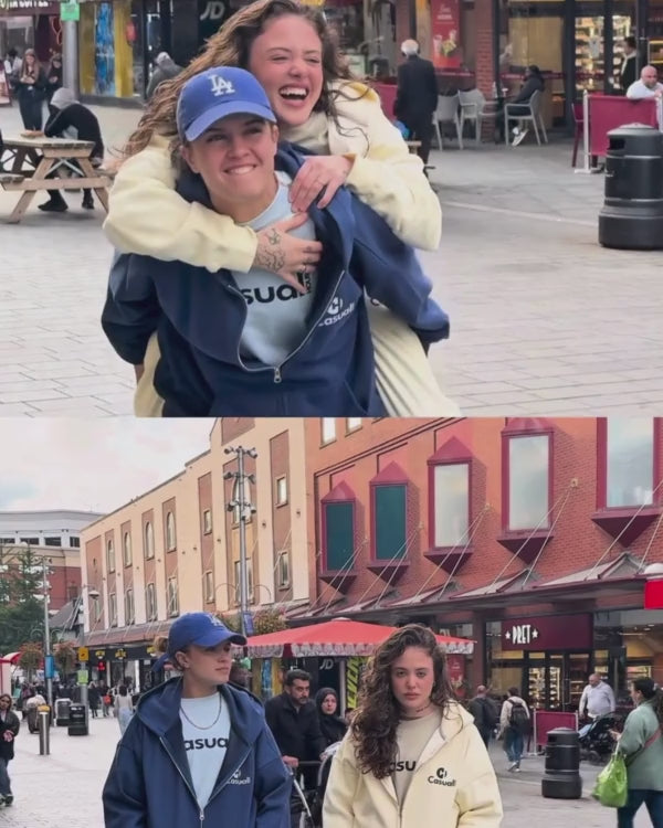 Drop Shoulder Zip Hoodie - Rice White