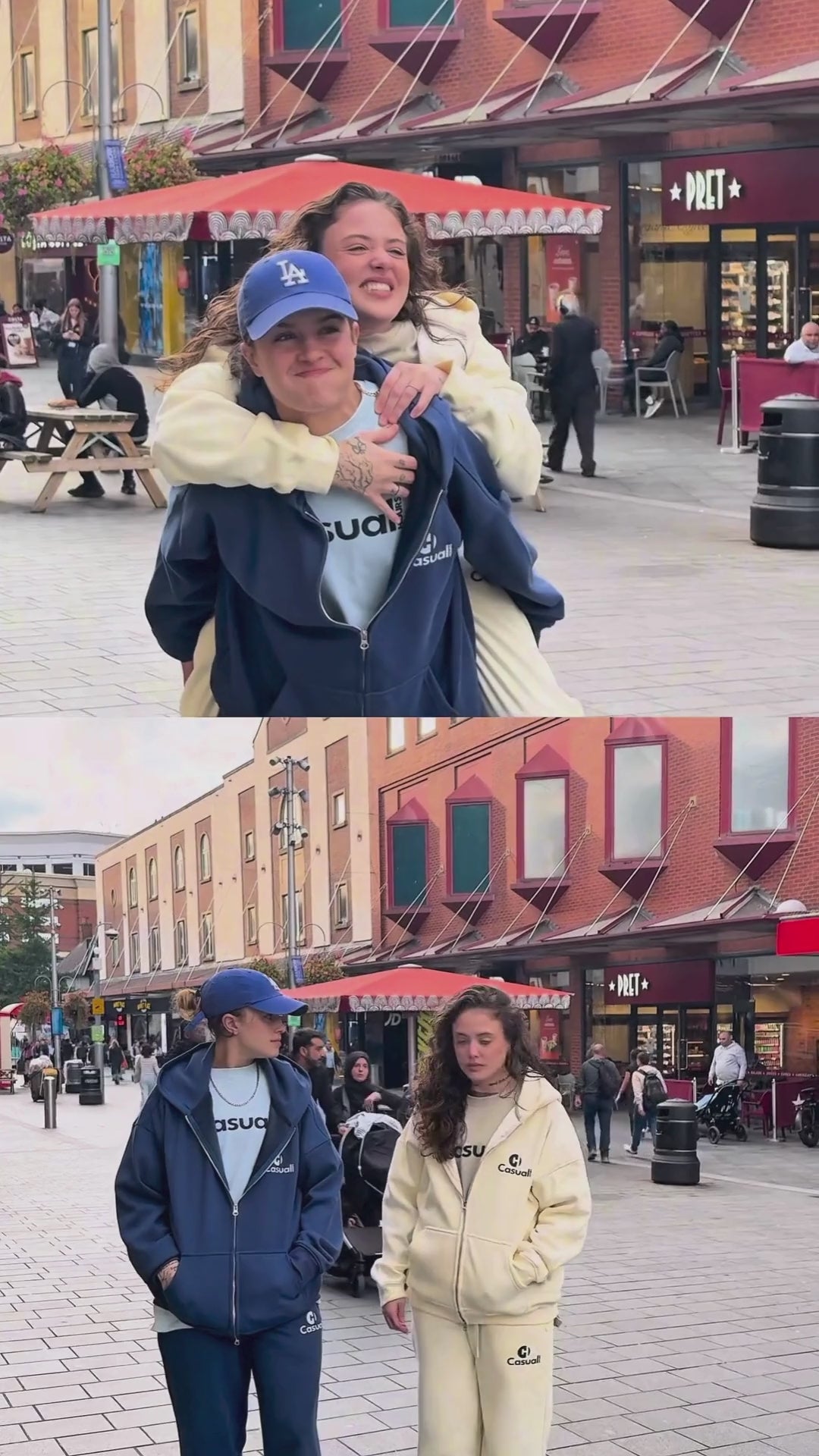 Drop Shoulder Zip Hoodie - Rice White