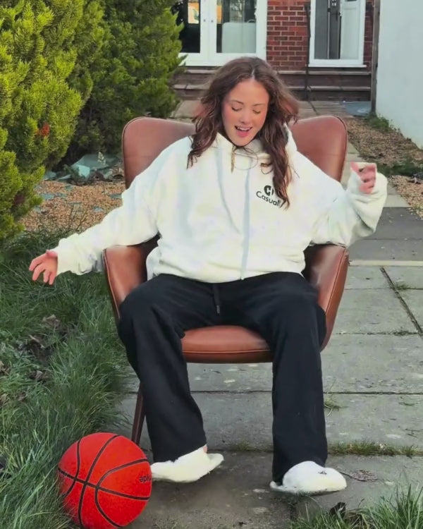 Premium White Silver Drop Shoulder Hoodie