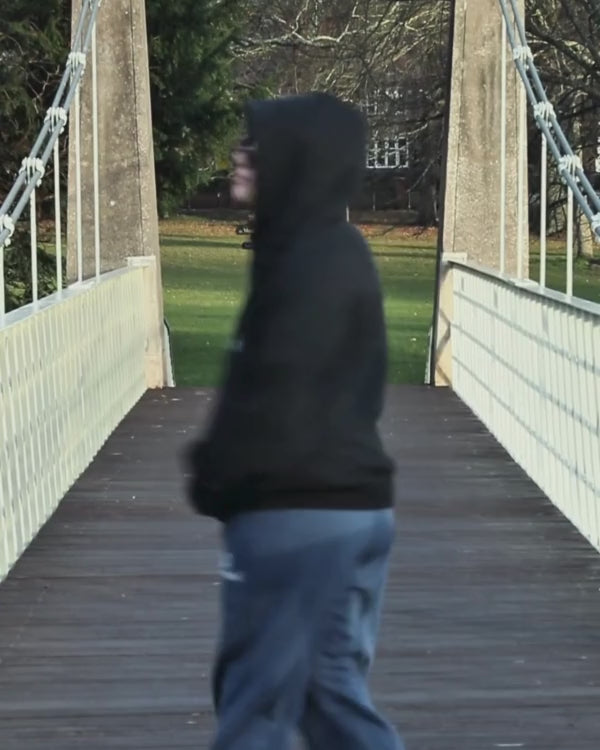 Drop Shoulder Zip Hoodie - Black